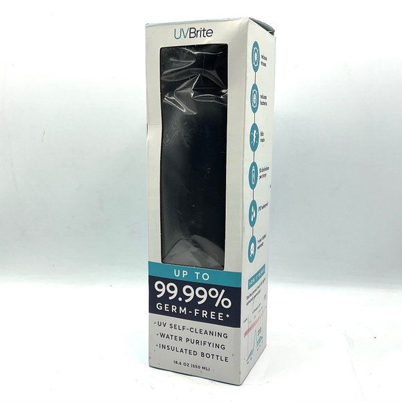UVBrite UV Self Cleaning Water Purifying Bottle Insulated Turquoise 18.6 oz  NEW - Picture 1 of 2